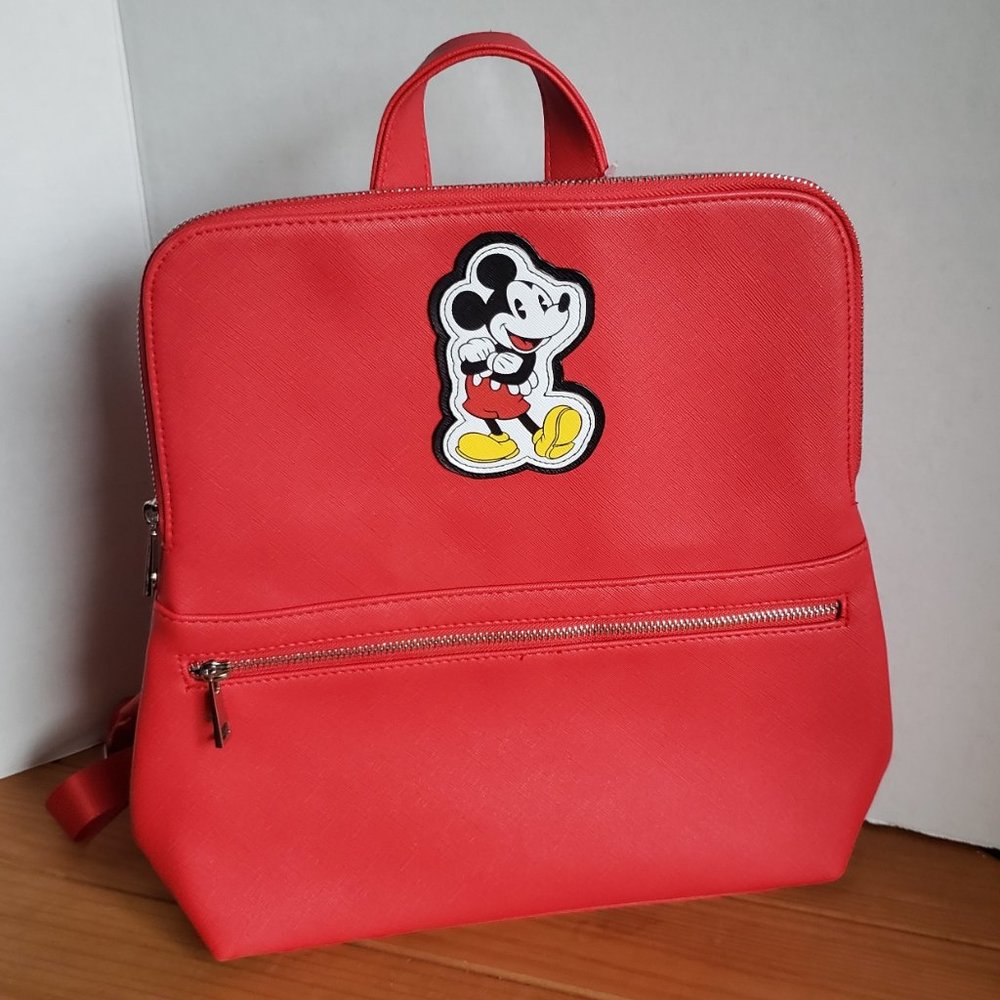 Disney Store Mickey Mouse Faux Leather Red Fashion Backpack Purse Bag NWT